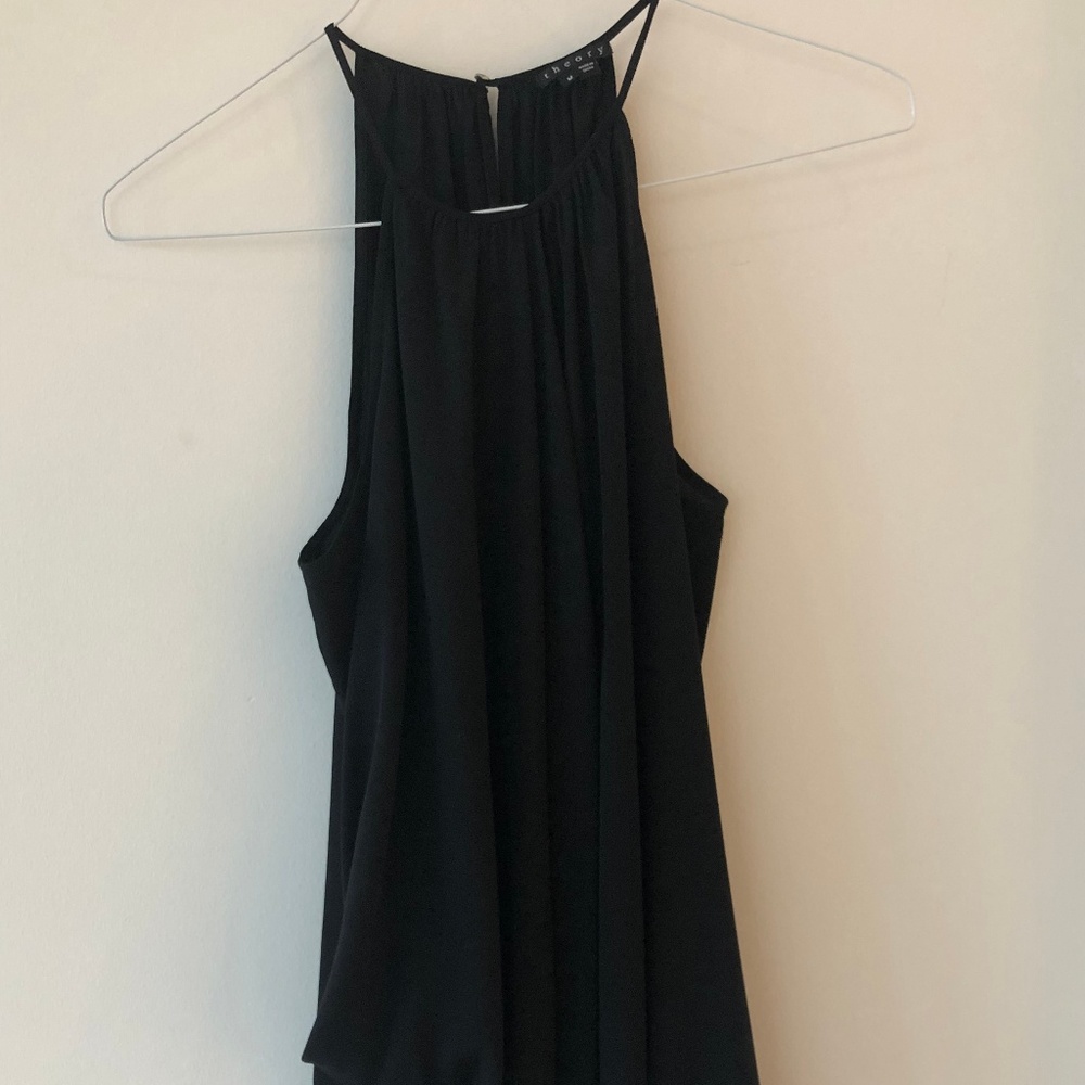 Theory Terabi Silk Drape Top Black Camisole (M)
